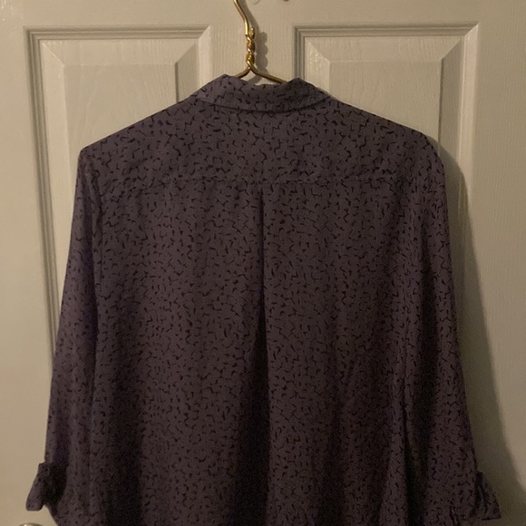 Quintessential Lavender and Black Button Down Blouse - Picture 5 of 6